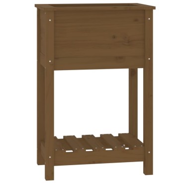 vidaXL Ζαρντινιέρα με Ράφι Μελί 54x34,5x81 εκ. από Μασίφ Ξύλο Πεύκου