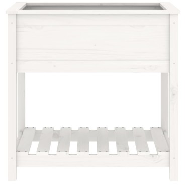 vidaXL Ζαρντινιέρα με Ράφι Λευκή 82,5x54x81 εκ. Μασίφ Ξύλο Πεύκου
