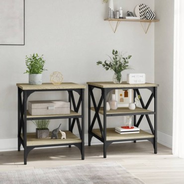 vidaXL Βοηθητικά Τραπέζια 2 τεμ. Sonoma Δρυς 40x42x50cm Επεξ. Ξύλο