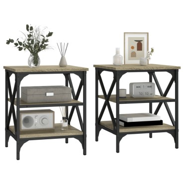 vidaXL Βοηθητικά Τραπέζια 2 τεμ. Sonoma Δρυς 40x42x50cm Επεξ. Ξύλο