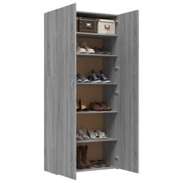 vidaXL Παπουτσοθήκη Γκρι Sonoma 80x35,5x180cm από Επεξεργασμένο Ξύλο