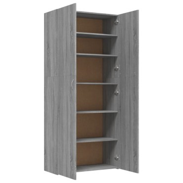 vidaXL Παπουτσοθήκη Γκρι Sonoma 80x35,5x180cm από Επεξεργασμένο Ξύλο
