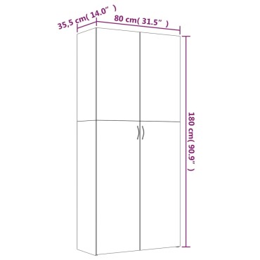 vidaXL Παπουτσοθήκη Γκρι Sonoma 80x35,5x180cm από Επεξεργασμένο Ξύλο