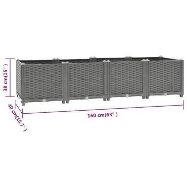 vidaXL Ζαρντινιέρα 160 x 40 x 38 εκ. από Πολυπροπυλένιο