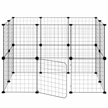 vidaXL Κλουβί Κατοικίδιων με 20 Πάνελ + Πόρτα Μαύρο 35 x 35εκ Ατσάλινο