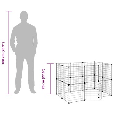 vidaXL Κλουβί Κατοικίδιων με 20 Πάνελ + Πόρτα Μαύρο 35 x 35εκ Ατσάλινο
