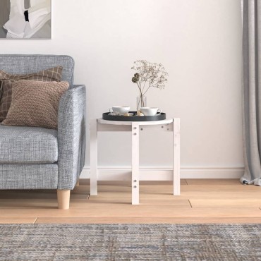 vidaXL Τραπεζάκι Σαλονιού Λευκό 52,5x45cm από Μασίφ Ξύλο Πεύκου 1 τεμ.