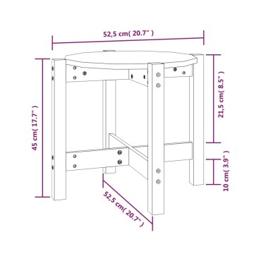 vidaXL Τραπεζάκι Σαλονιού Γκρι 52,5x45cm από Μασίφ Ξύλο Πεύκου 1 τεμ.