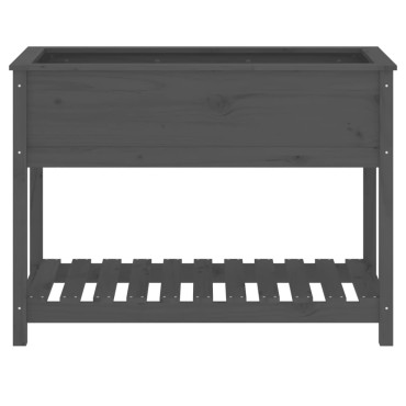 vidaXL Ζαρντινιέρα με Ράφι Γκρι 111,5x54x81 εκ. Μασίφ Ξύλο Πεύκου