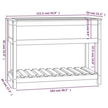 vidaXL Ζαρντινιέρα με Ράφι Γκρι 111,5x54x81 εκ. Μασίφ Ξύλο Πεύκου