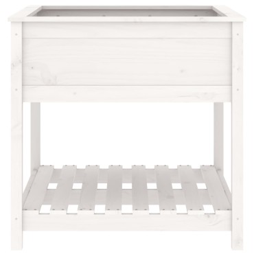 vidaXL Ζαρντινιέρα με Ράφι Λευκή 82,5x82,5x81 εκ. Μασίφ Ξύλο Πεύκου