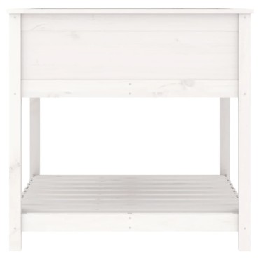 vidaXL Ζαρντινιέρα με Ράφι Λευκή 82,5x82,5x81 εκ. Μασίφ Ξύλο Πεύκου