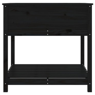 vidaXL Ζαρντινιέρα με Ράφι Μαύρη 82,5x82,5x81 εκ. Μασίφ Ξύλο Πεύκου
