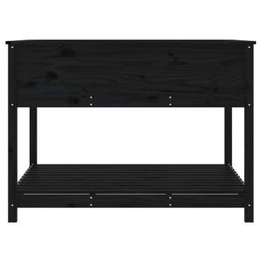 vidaXL Ζαρντινιέρα με Ράφι Μαύρη 111,5x111,5x81 εκ. Μασίφ Ξύλο Πεύκου