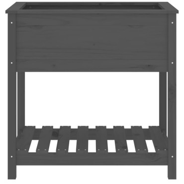 vidaXL Ζαρντινιέρα με Ράφι Γκρι 82,5x54x81 εκ. Μασίφ Ξύλο Πεύκου