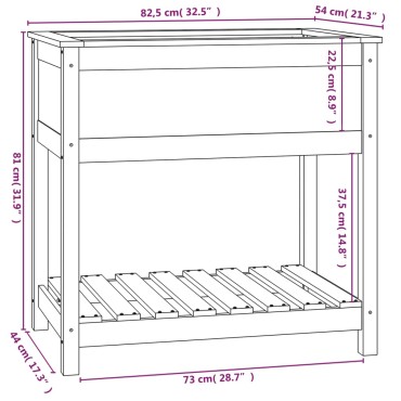 vidaXL Ζαρντινιέρα με Ράφι Γκρι 82,5x54x81 εκ. Μασίφ Ξύλο Πεύκου