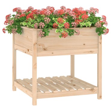 vidaXL Ζαρντινιέρα με Ράφι 82,5x82,5x81 εκ. Μασίφ Ξύλο Πεύκου