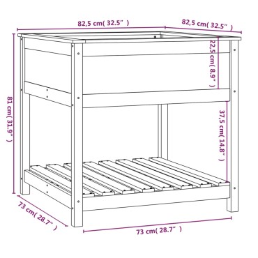 vidaXL Ζαρντινιέρα με Ράφι 82,5x82,5x81 εκ. Μασίφ Ξύλο Πεύκου