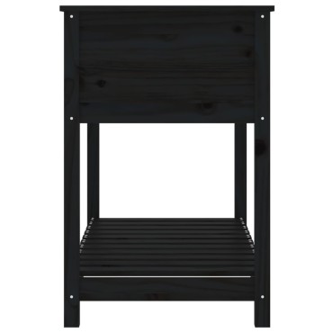 vidaXL Ζαρντινιέρα με Ράφι Μαύρη 111,5x54x81 εκ. Μασίφ Ξύλο Πεύκου