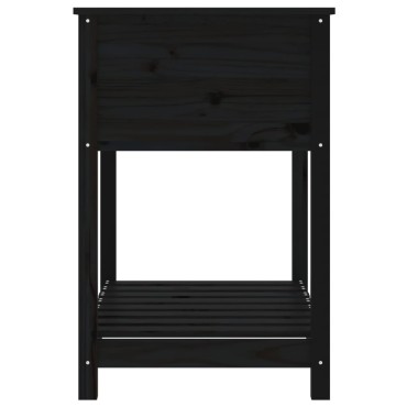 vidaXL Ζαρντινιέρα με Ράφι Μαύρη 82,5 x 54 x 81 εκ. Μασίφ Ξύλο Πεύκου