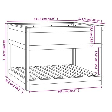 vidaXL Ζαρντινιέρα με Ράφι 111,5x111,5x81 εκ. Μασίφ Ξύλο Πεύκου