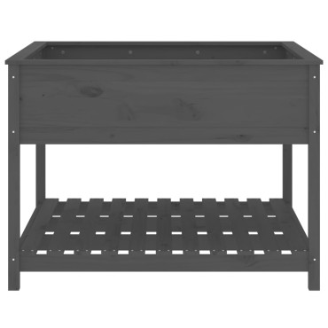 vidaXL Ζαρντινιέρα με Ράφι Γκρι 111,5x111,5x81 εκ. Μασίφ Ξύλο Πεύκου