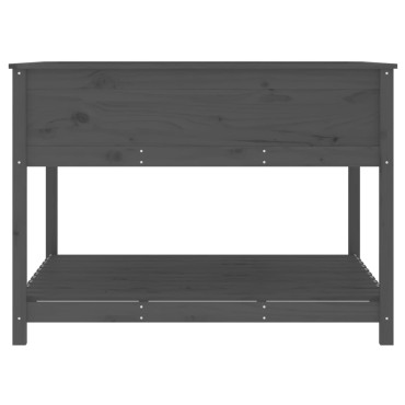 vidaXL Ζαρντινιέρα με Ράφι Γκρι 111,5x111,5x81 εκ. Μασίφ Ξύλο Πεύκου