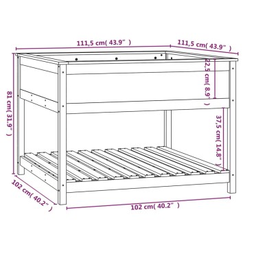 vidaXL Ζαρντινιέρα με Ράφι Γκρι 111,5x111,5x81 εκ. Μασίφ Ξύλο Πεύκου
