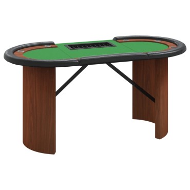 vidaXL Τραπέζι Πόκερ για 10 Παίκτες Δίσκος Μαρκών Πράσινο 160x80x75 εκ 160x80x75cm 1 τεμ.