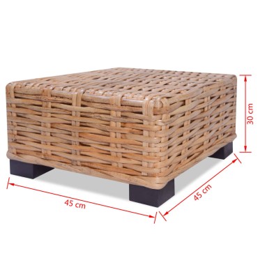 vidaXL Σαλονιού Τραπεζάκι 45x45x30cm από Φυσικό Ρατάν