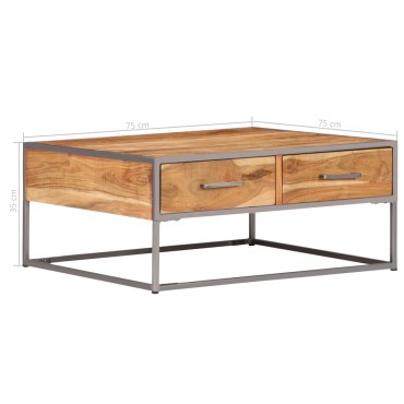 vidaXL Τραπεζάκι Σαλονιού 75x75x35cm από Μασίφ Ξύλο Ακακίας 1 τεμ.