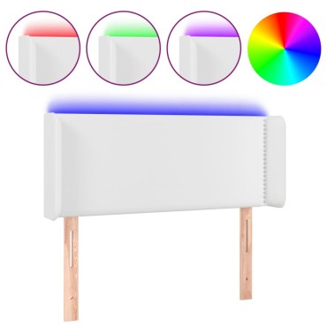 vidaXL Κεφαλάρι Κρεβατιού LED Λευκό 83x16x78/88cm από Συνθετικό Δέρμα 1 τεμ.