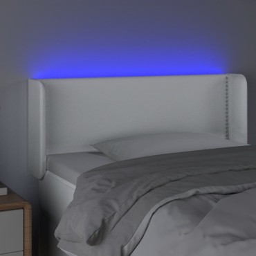 vidaXL Κεφαλάρι Κρεβατιού LED Λευκό 83x16x78/88cm από Συνθετικό Δέρμα 1 τεμ.
