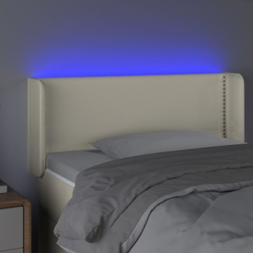 vidaXL Κεφαλάρι Κρεβατιού LED Κρεμ 103x16x78/88cm από Συνθετικό Δέρμα 1 τεμ.
