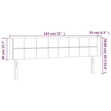 vidaXL Κεφαλάρι Κρεβατιού LED Κρεμ 183x16x78/88cm Υφασμάτινο 1 τεμ.