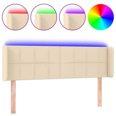 vidaXL Κεφαλάρι Κρεβατιού LED Κρεμ 147x16x78/88cm Υφασμάτινο 1 τεμ.