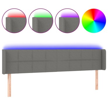 vidaXL Κεφαλάρι Κρεβατιού LED Σκούρο Γκρι 163x16x78/88cm Υφασμάτινο 1 τεμ.