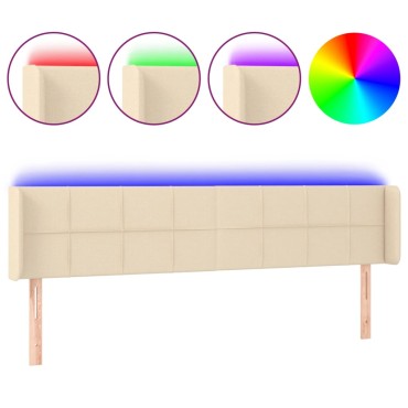 vidaXL Κεφαλάρι Κρεβατιού LED Κρεμ 203x16x78/88cm Υφασμάτινο 1 τεμ.