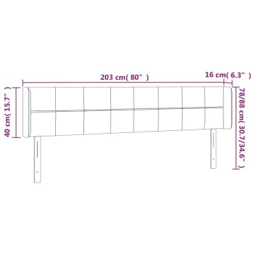 vidaXL Κεφαλάρι Κρεβατιού LED Κρεμ 203x16x78/88cm Υφασμάτινο 1 τεμ.