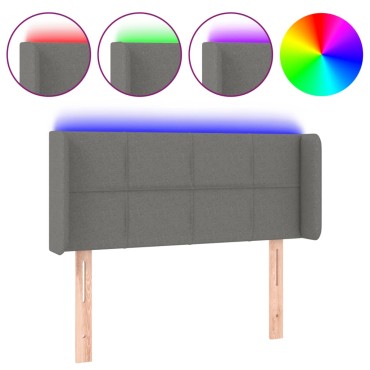 vidaXL Κεφαλάρι Κρεβατιού LED Σκούρο Γκρι 93x16x78/88cm Υφασμάτινο 1 τεμ.