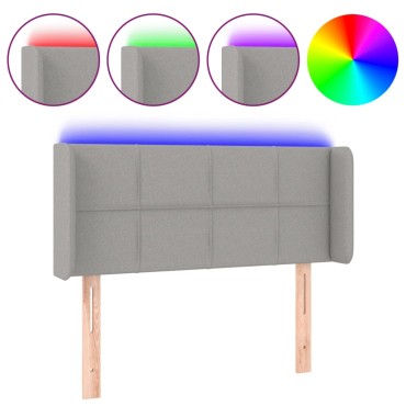 vidaXL Κεφαλάρι Κρεβατιού LED Ανοιχτό Γκρι 103x16x78/88cm Υφασμάτινο 1 τεμ.