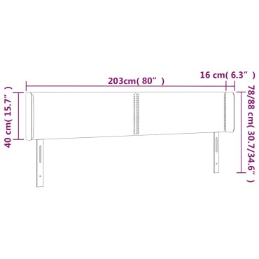 vidaXL Κεφαλάρι Κρεβατιού LED Σκούρο Μπλε 203x16x78/88cm Βελούδινο 1 τεμ.