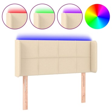 vidaXL Κεφαλάρι Κρεβατιού LED Κρεμ 103x16x78/88cm Υφασμάτινο 1 τεμ.