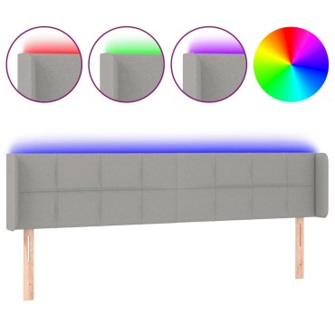 vidaXL Κεφαλάρι Κρεβατιού LED Ανοιχτό Γκρι 203x16x78/88cm Υφασμάτινο 1 τεμ.