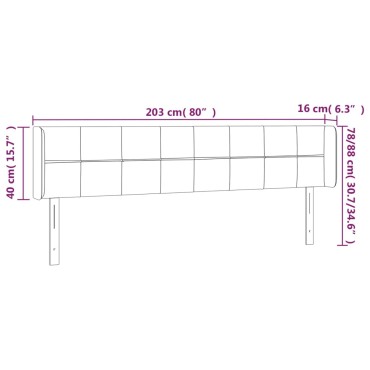 vidaXL Κεφαλάρι Κρεβατιού LED Ανοιχτό Γκρι 203x16x78/88cm Υφασμάτινο 1 τεμ.