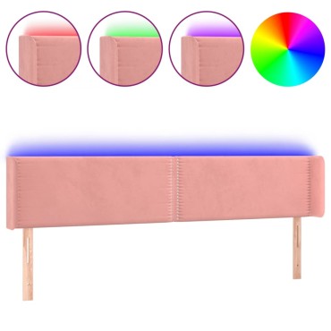 vidaXL Κεφαλάρι Κρεβατιού LED Ροζ 183x16x78/88cm Βελούδινο 1 τεμ.