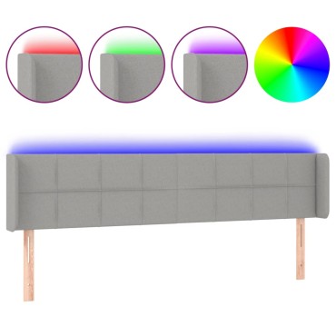 vidaXL Κεφαλάρι Κρεβατιού LED Ανοιχτό Γκρι 183x16x78/88cm Υφασμάτινο 1 τεμ.