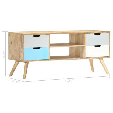 vidaXL Έπιπλο Τηλεόρασης 110x35x48cm από Μασίφ Ξύλο Μάνγκο