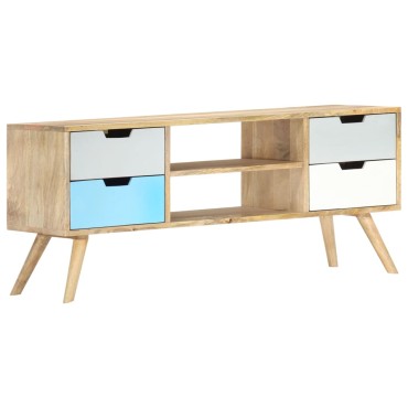 vidaXL Έπιπλο Τηλεόρασης 110x35x48cm από Μασίφ Ξύλο Μάνγκο