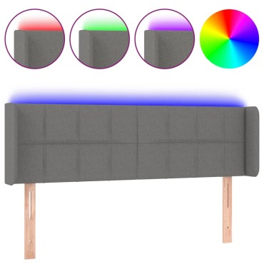 vidaXL Κεφαλάρι Κρεβατιού LED Σκούρο Γκρι 147x16x78/88cm Υφασμάτινο 1 τεμ.
